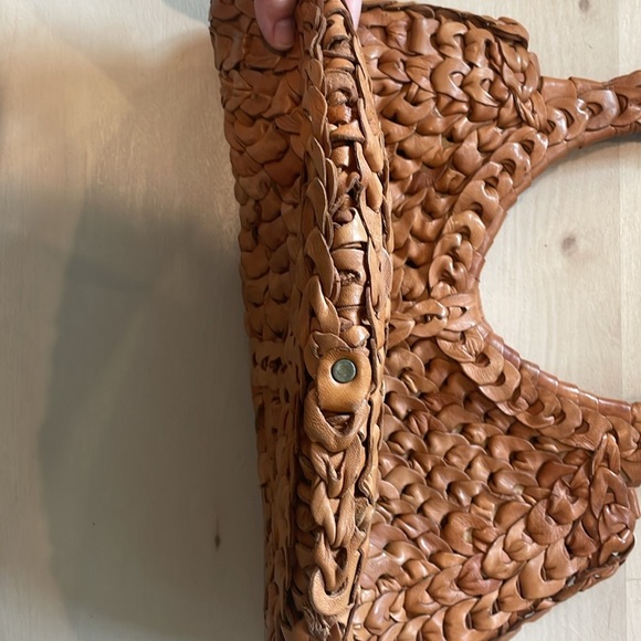 Vintage 70’s leather link boho large shoulder bag - Picture 10 of 13